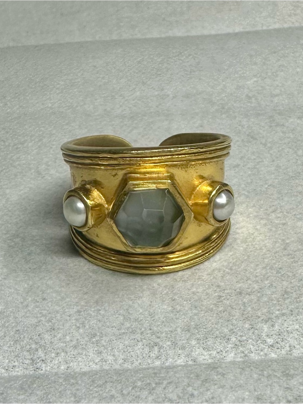 Authentic Julie Vos Statement Ring with 3 beautiful stones